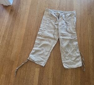 Joie Light Tan Cropped Cargo Pants